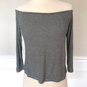 BLACK WHITE STRIPE TOP OFF SHOULDER